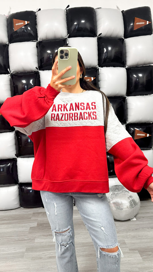 Kaia Priscilla Crimson Grey Arkansas Sweatshirt