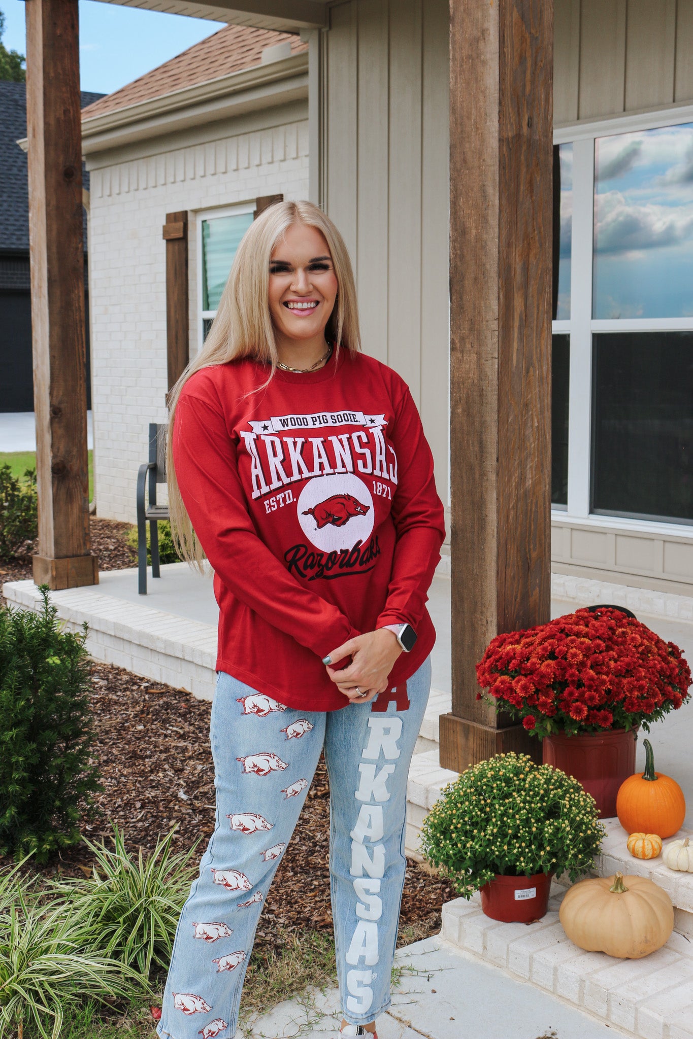 Arkansas Razorback Long Sleeve Tee - Red