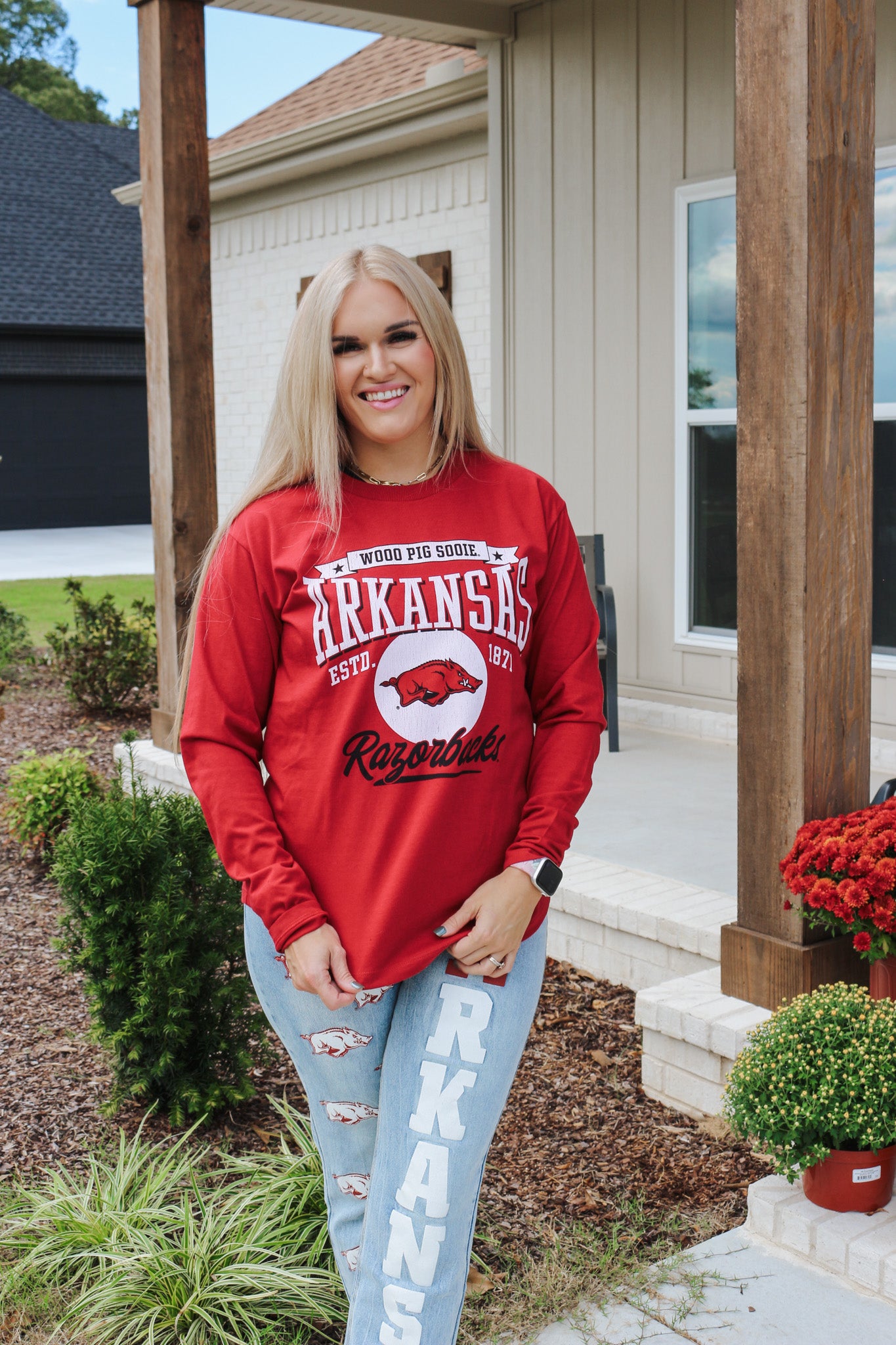 Arkansas Razorback Long Sleeve Tee - Red