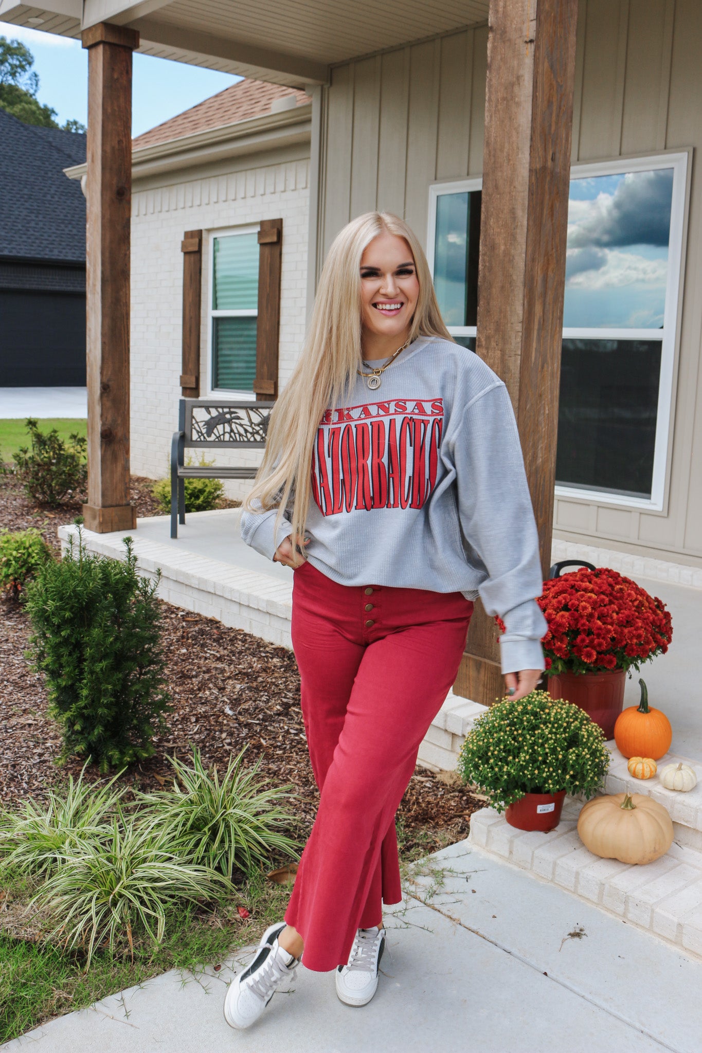 Arkansas Razorbacks Corded Sweatshirt - Silver Grey