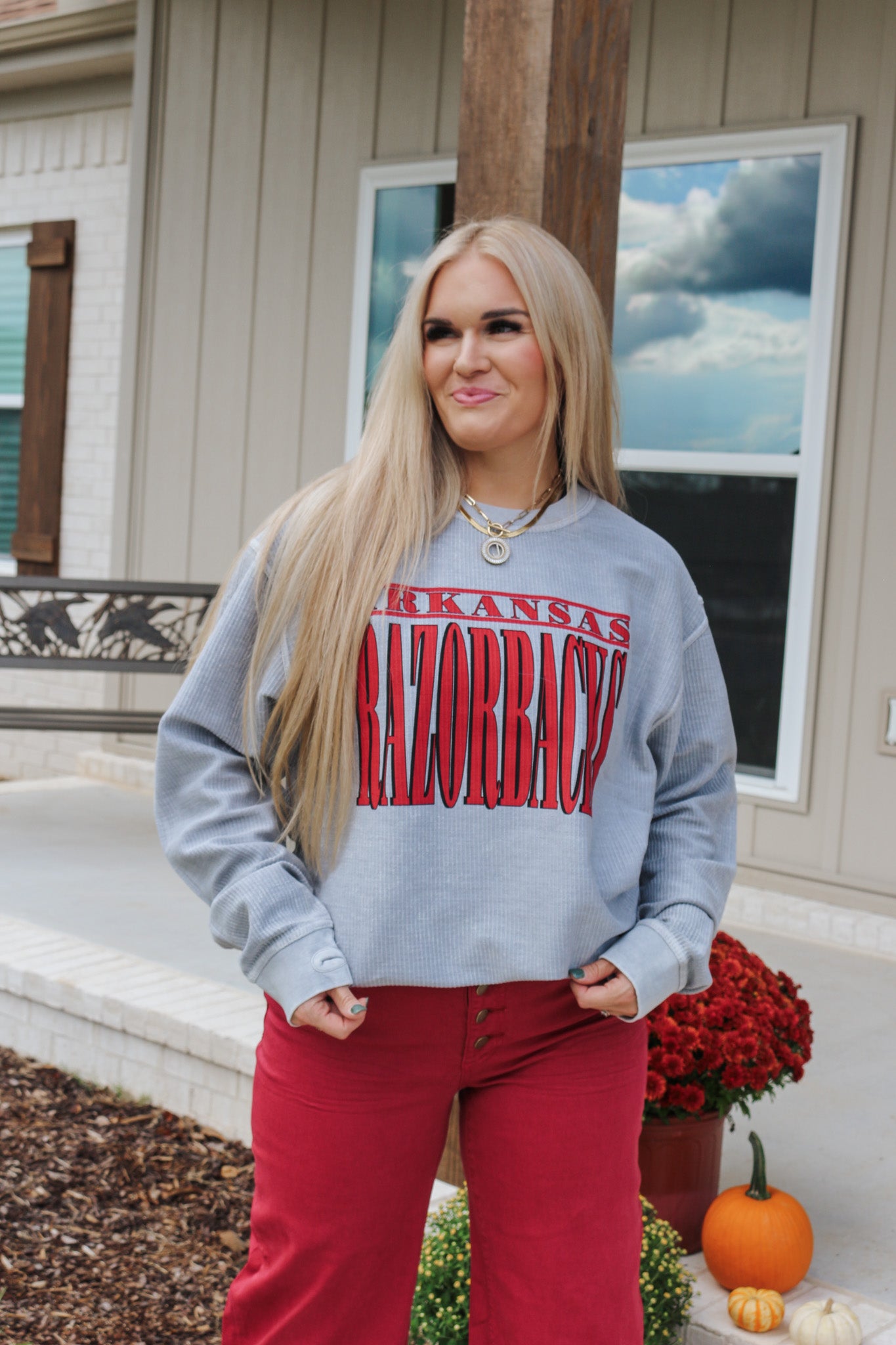 Arkansas Razorbacks Corded Sweatshirt - Silver Grey