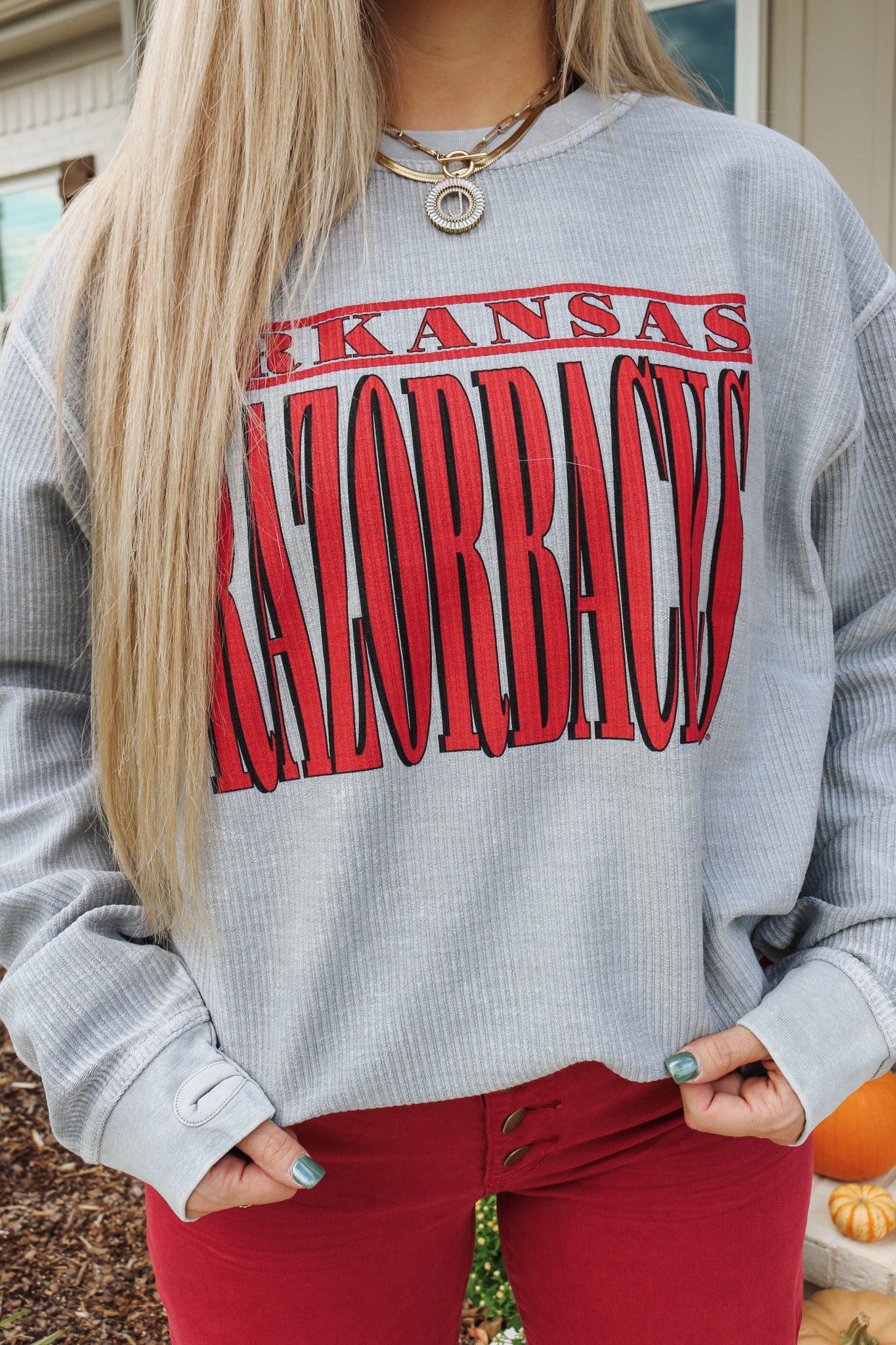 Arkansas Razorbacks Corded Sweatshirt - Silver Grey