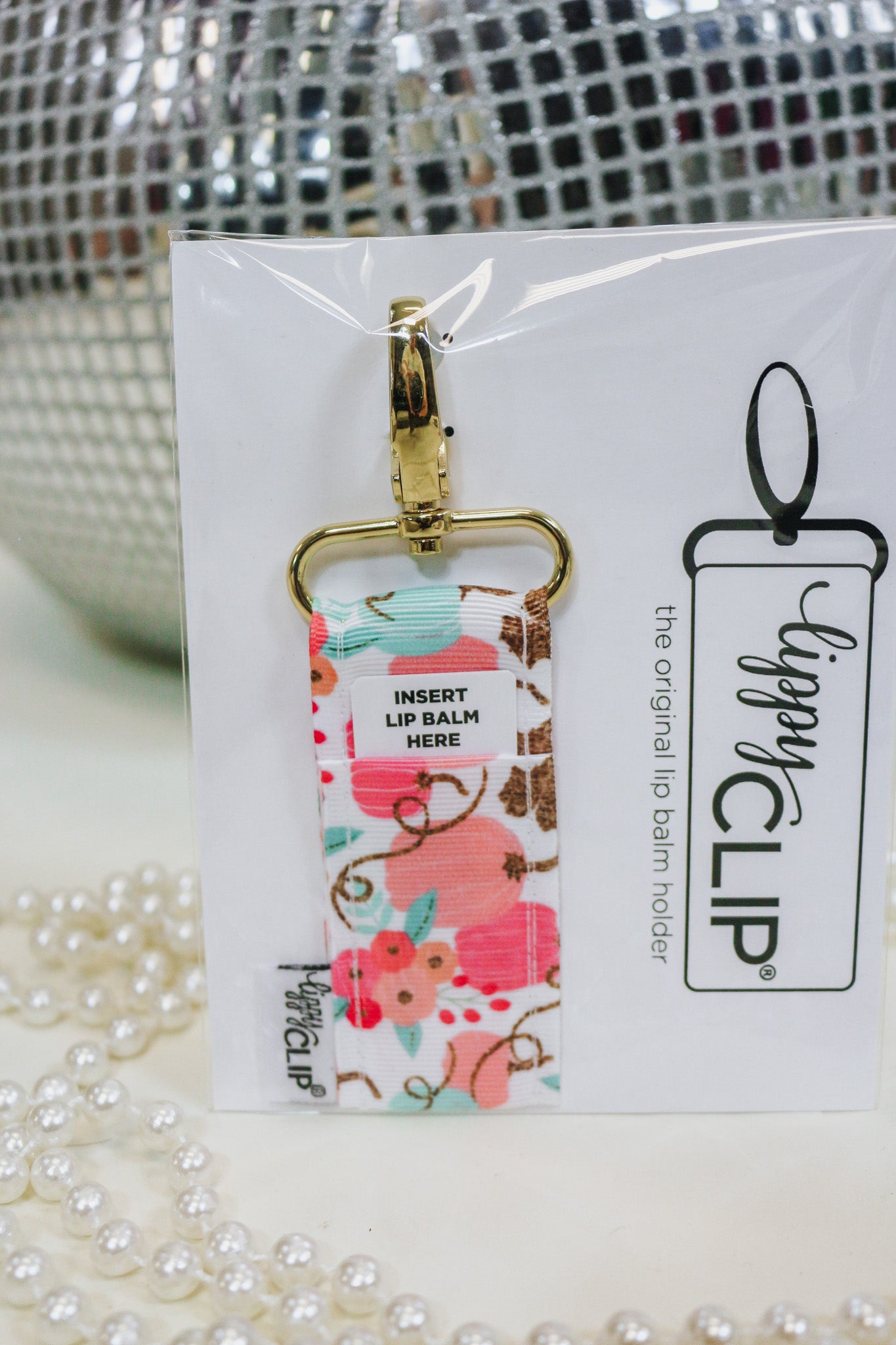 Pink Floral Lip Balm Keychain