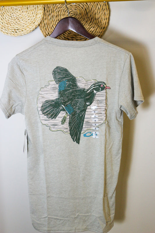 Drake Cobblestone White Heather Wood Duck Flight T-Shirt