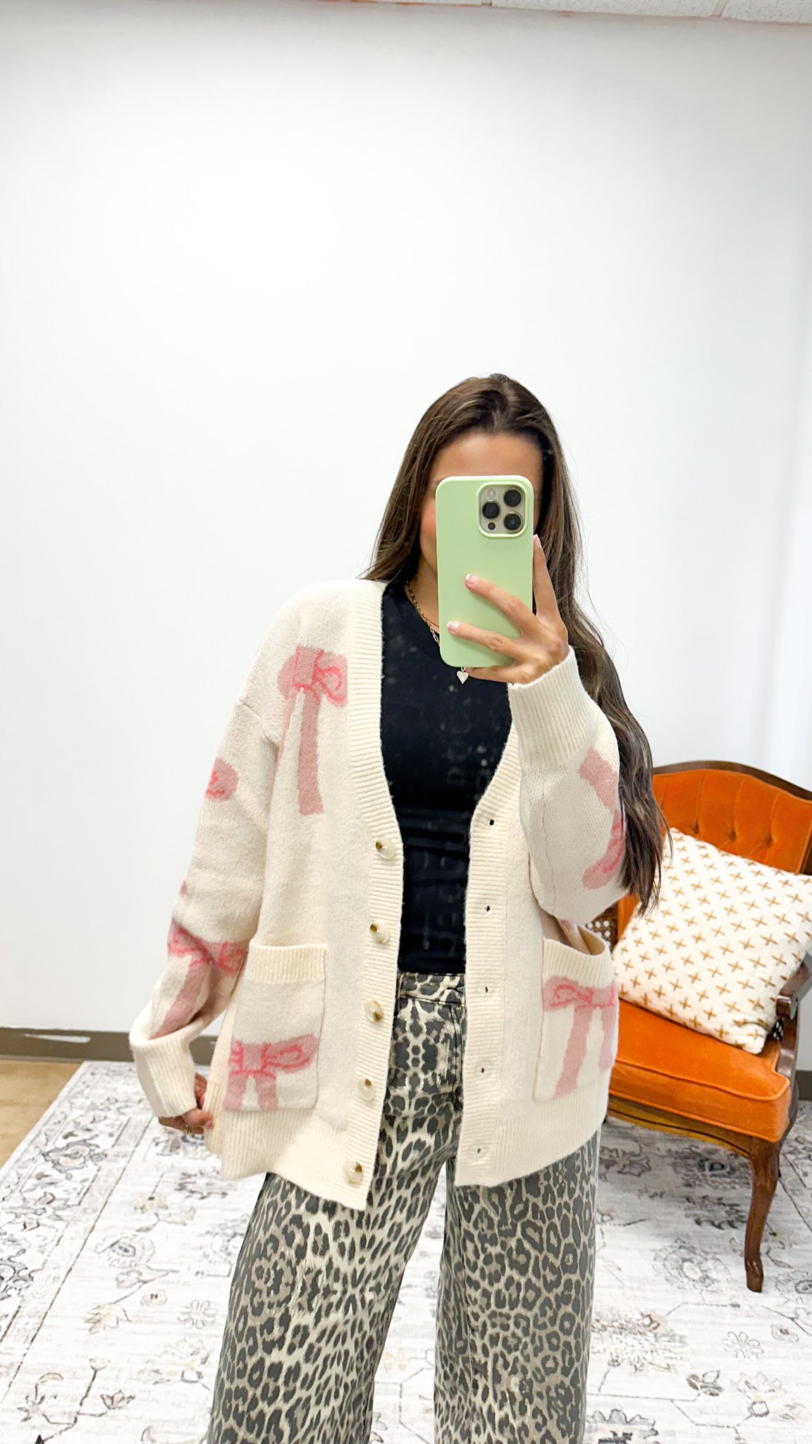 Add To My List Cream & Blush Bow Sweater Cardigan