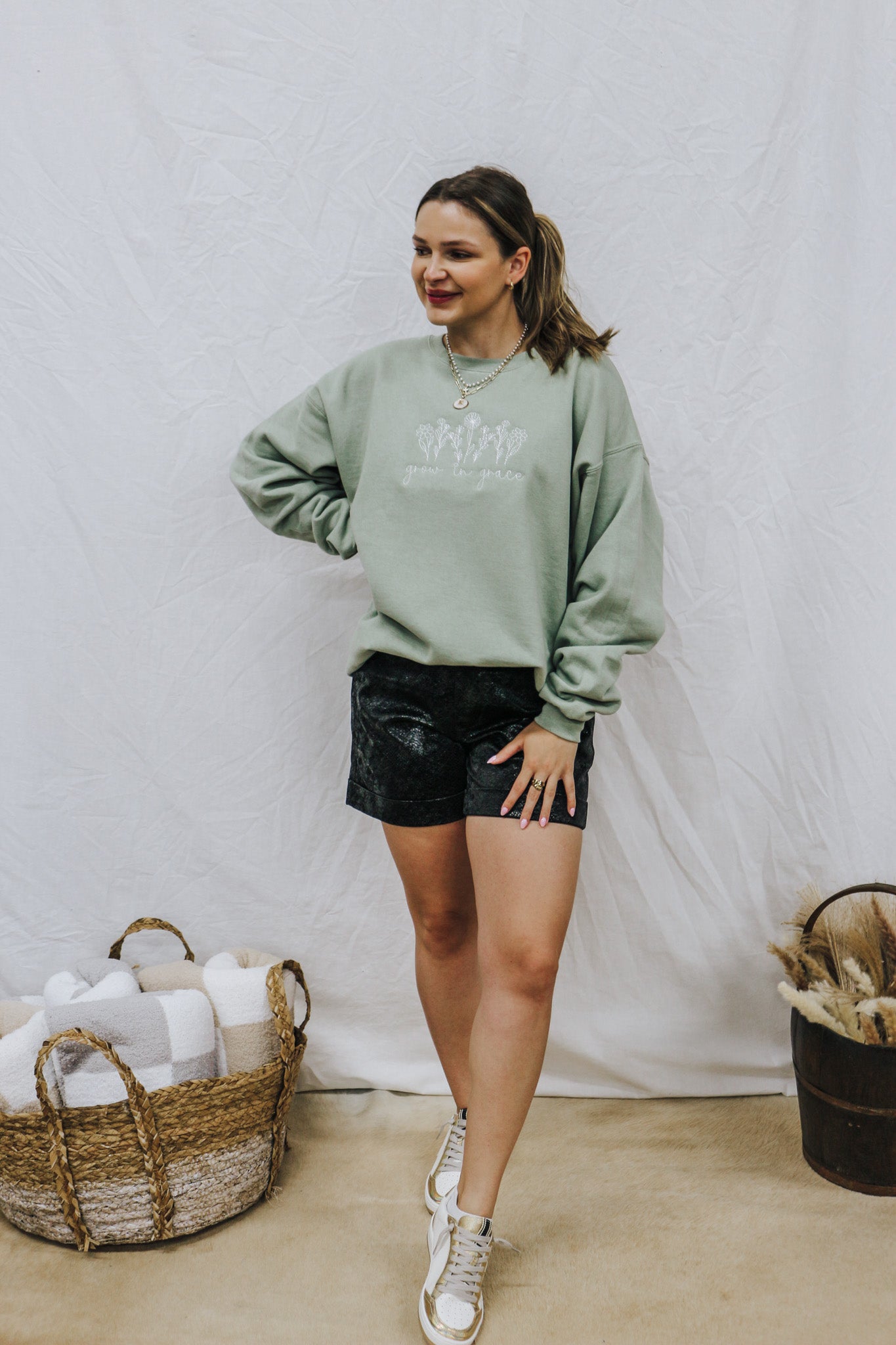 Growing In Grace Stone Green Sweatshirt