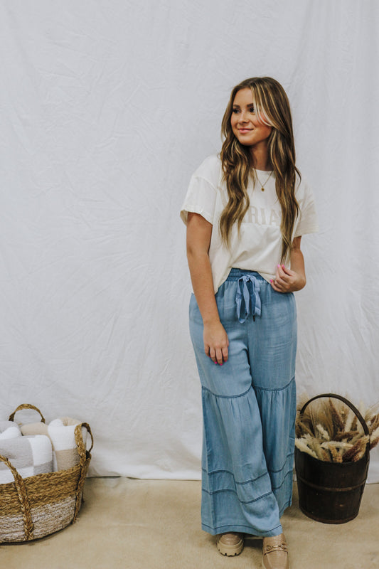 Ready To Mingle Chambray Denim Pants