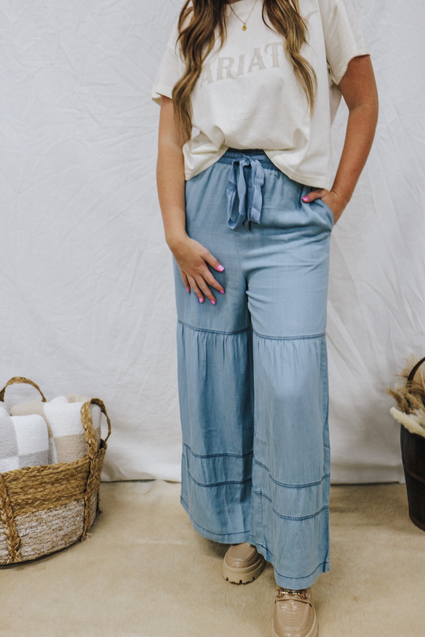 Ready To Mingle Chambray Denim Pants