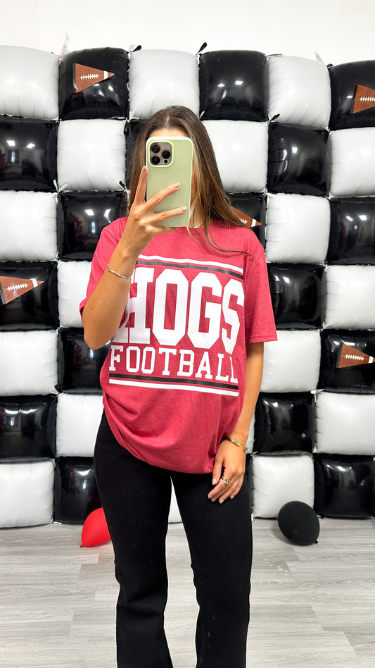 Hogs Football Red Graphic Tee