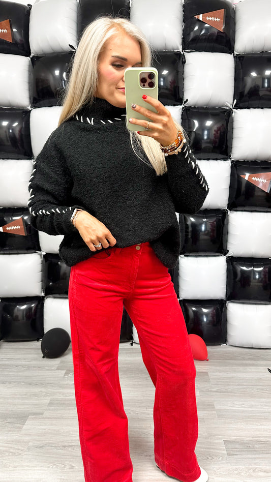 Mud Pie Fallon Black Contrast Sweater