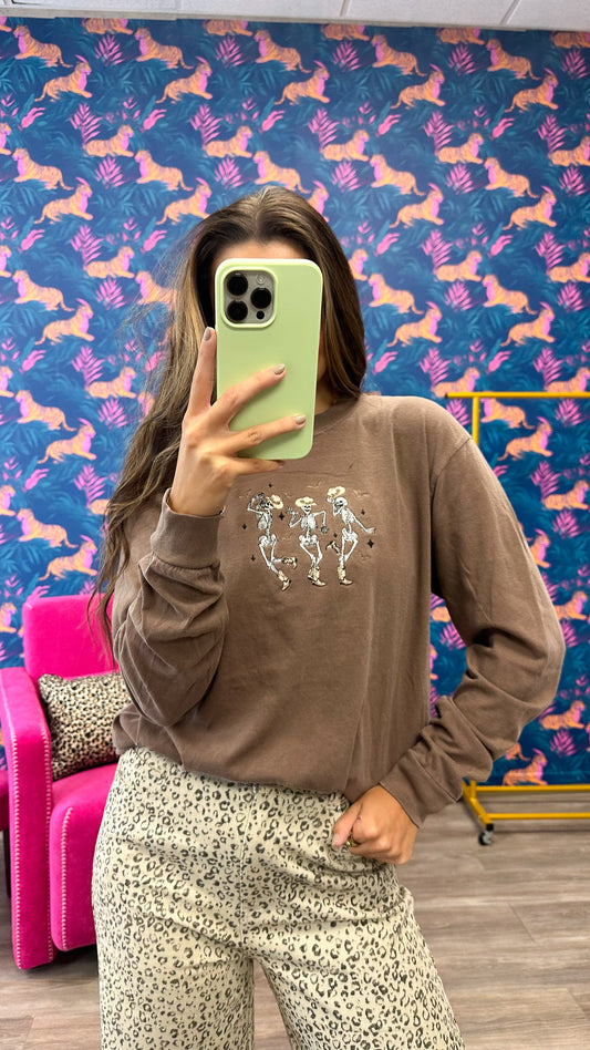 Cowboy Skeleton Brown Graphic Tee