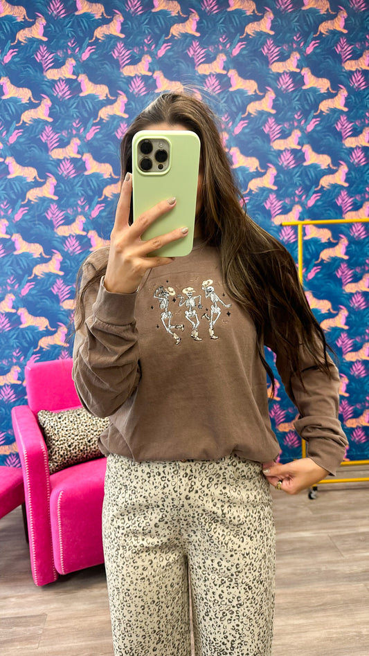 Cowboy Skeleton Brown Graphic Tee