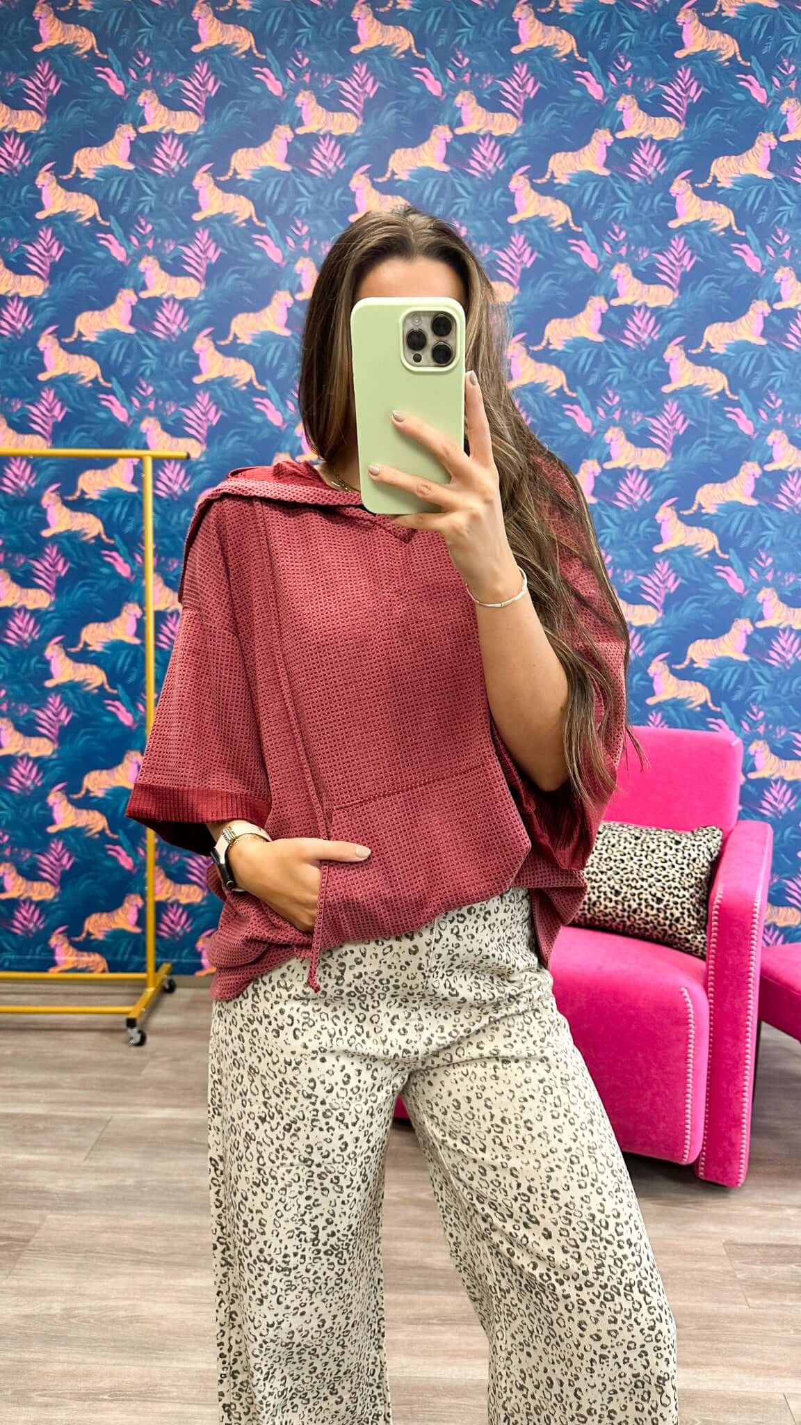 Let Me Be Hooded Waffle Knit Top -2 Colors