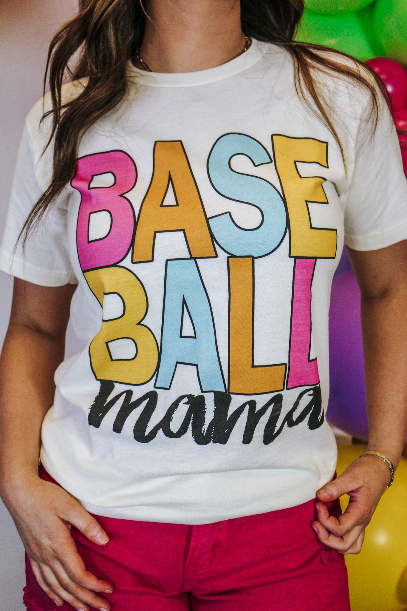 Baseball Mama Multi Color Graphic Tee