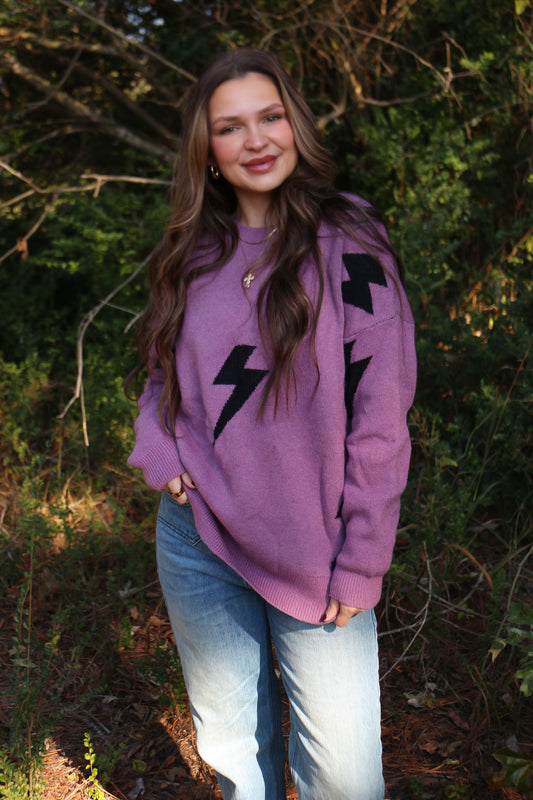 Energetic Era Mauve Bolt Sweater