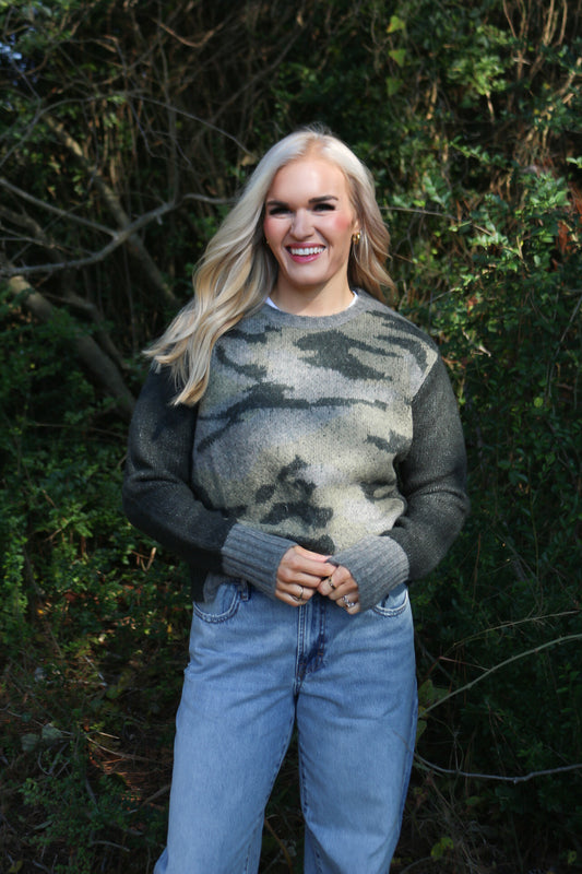 My Disguise Camo Color Block Sweater