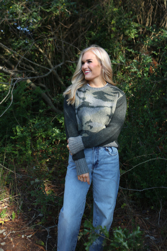 My Disguise Camo Color Block Sweater