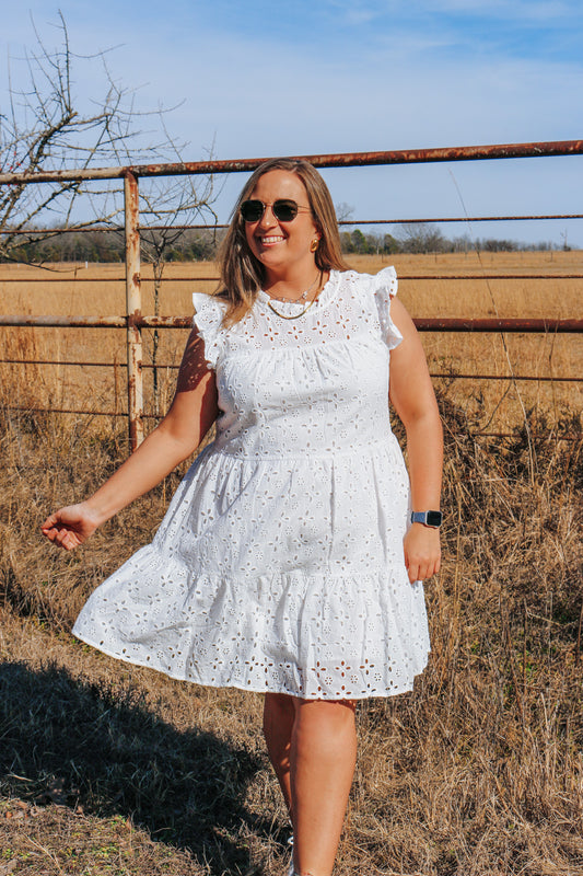 Trading Vows Eyelet Dress -2 Colors