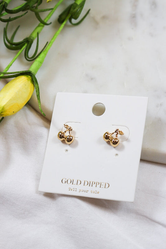 Gold Cherry Stud Earrings