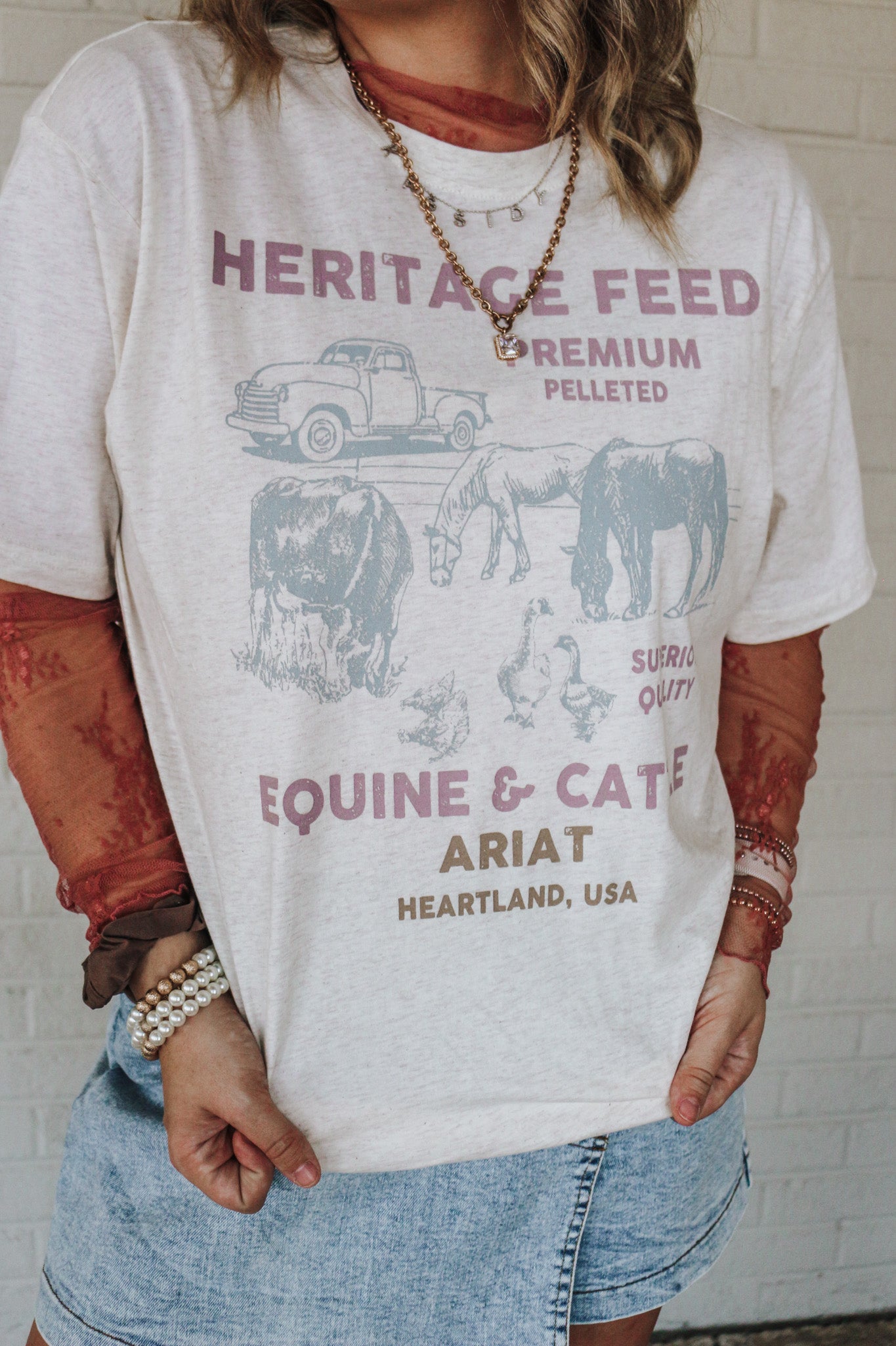 Ariat Womens Feed Graphic Tee- Oatmeal Heather