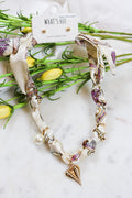 Knotted Scarf Necklace With Gold Charms