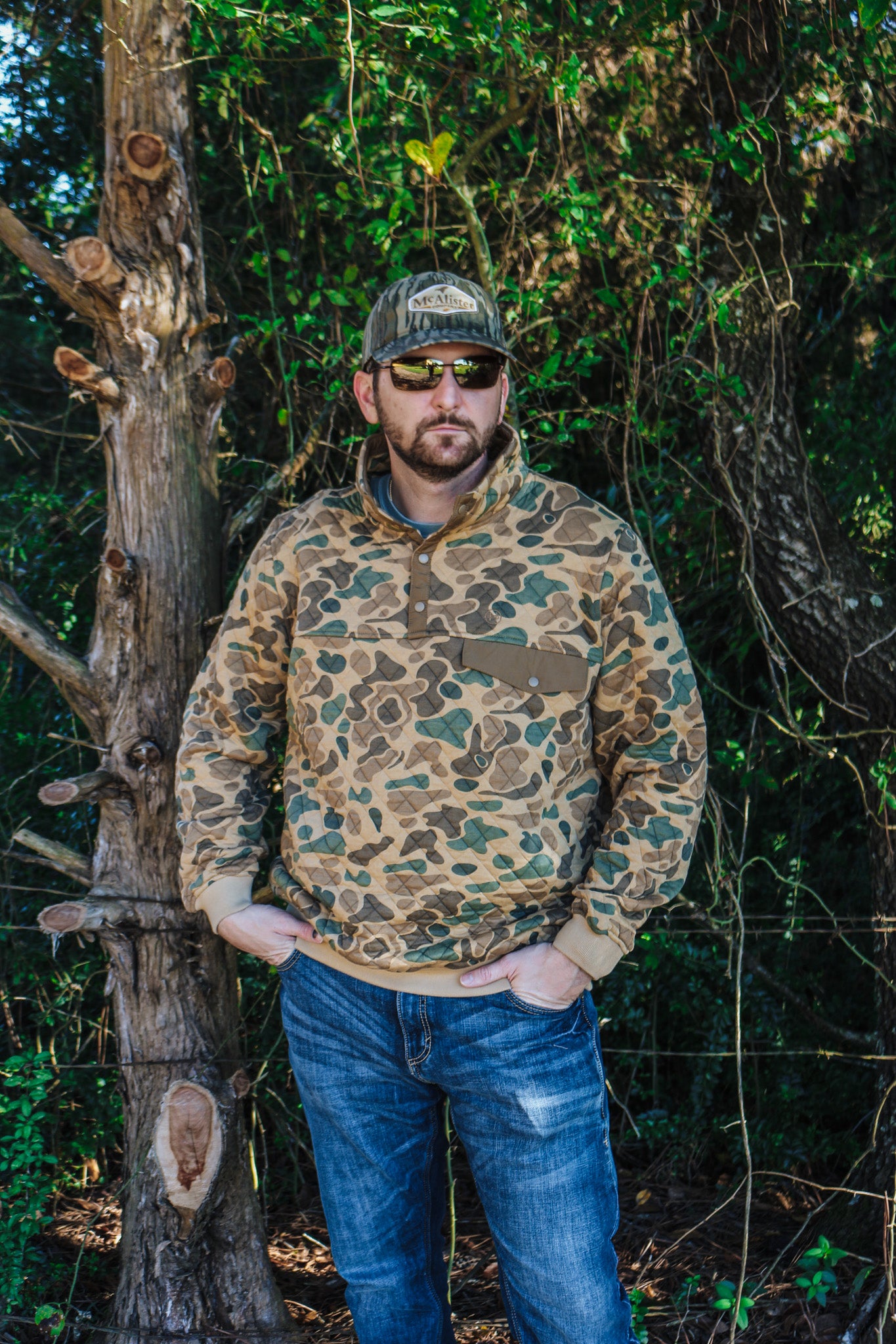 Men's Quarter Snap Pullover- Traditions Camo