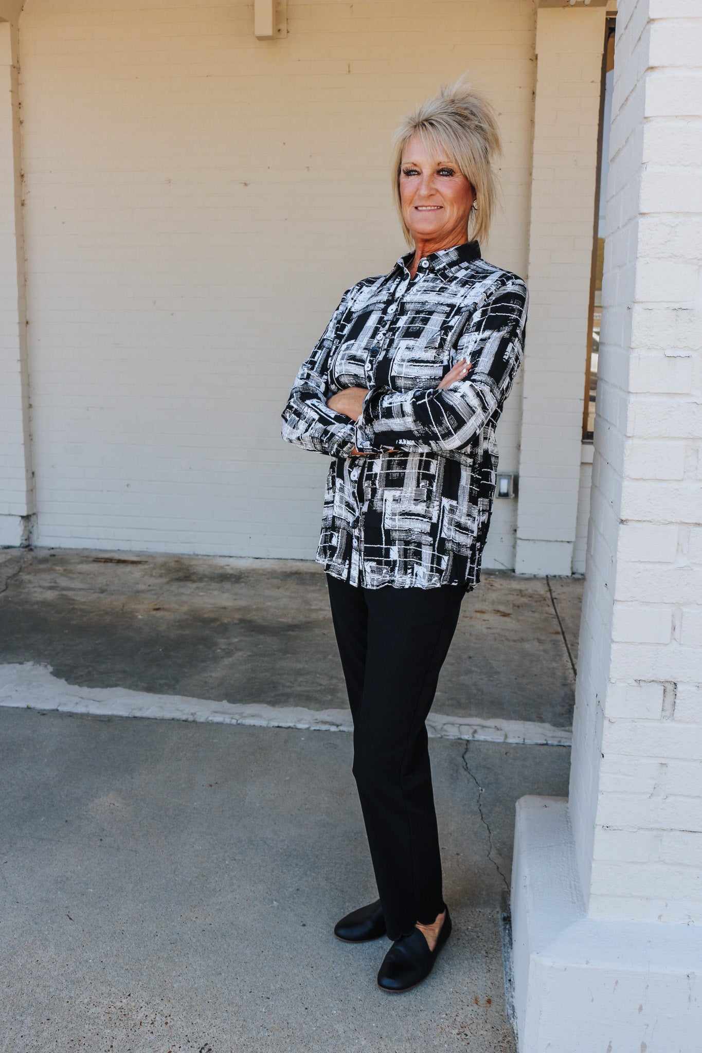 Taking Risks Black & White Blouse