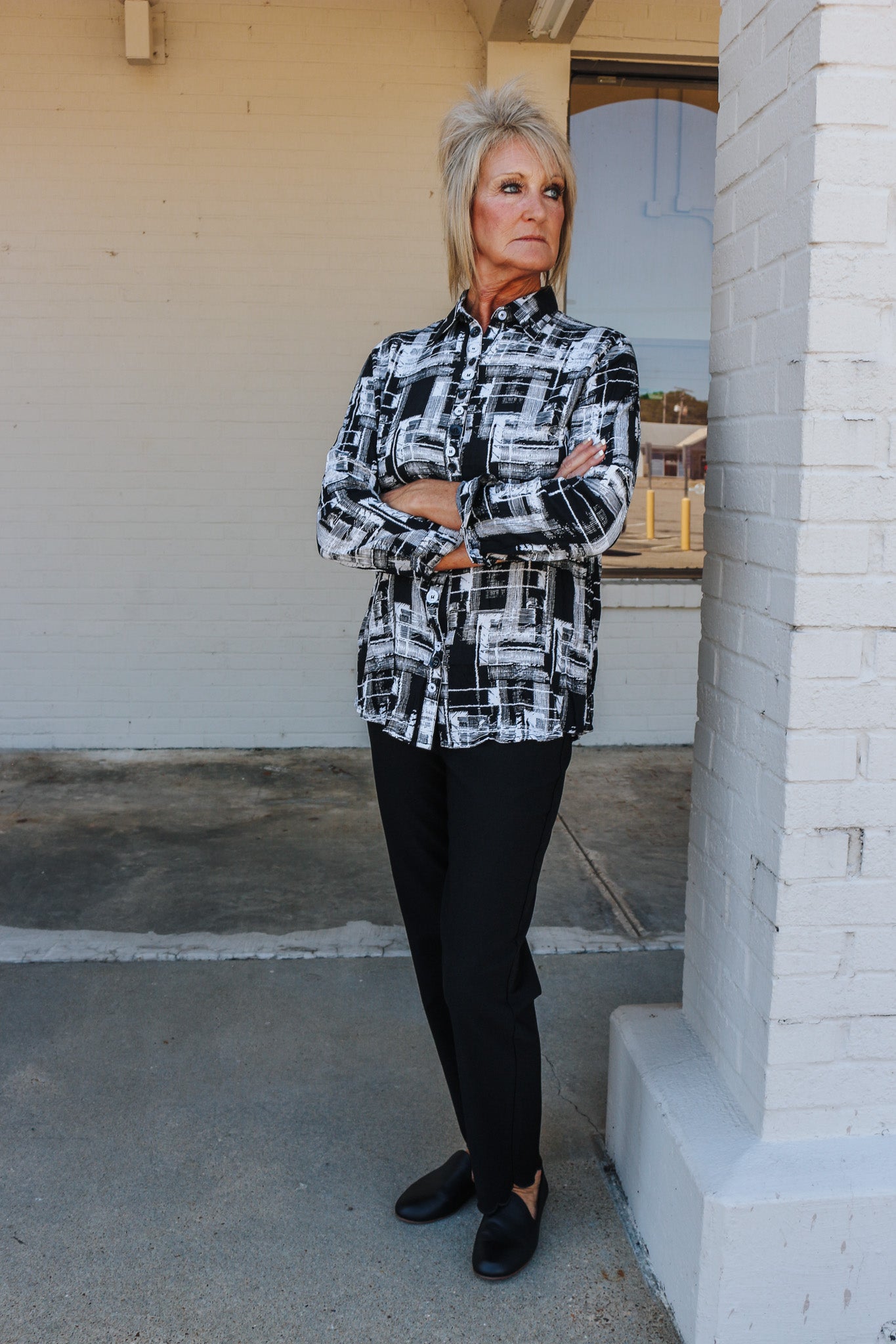 Taking Risks Black & White Blouse