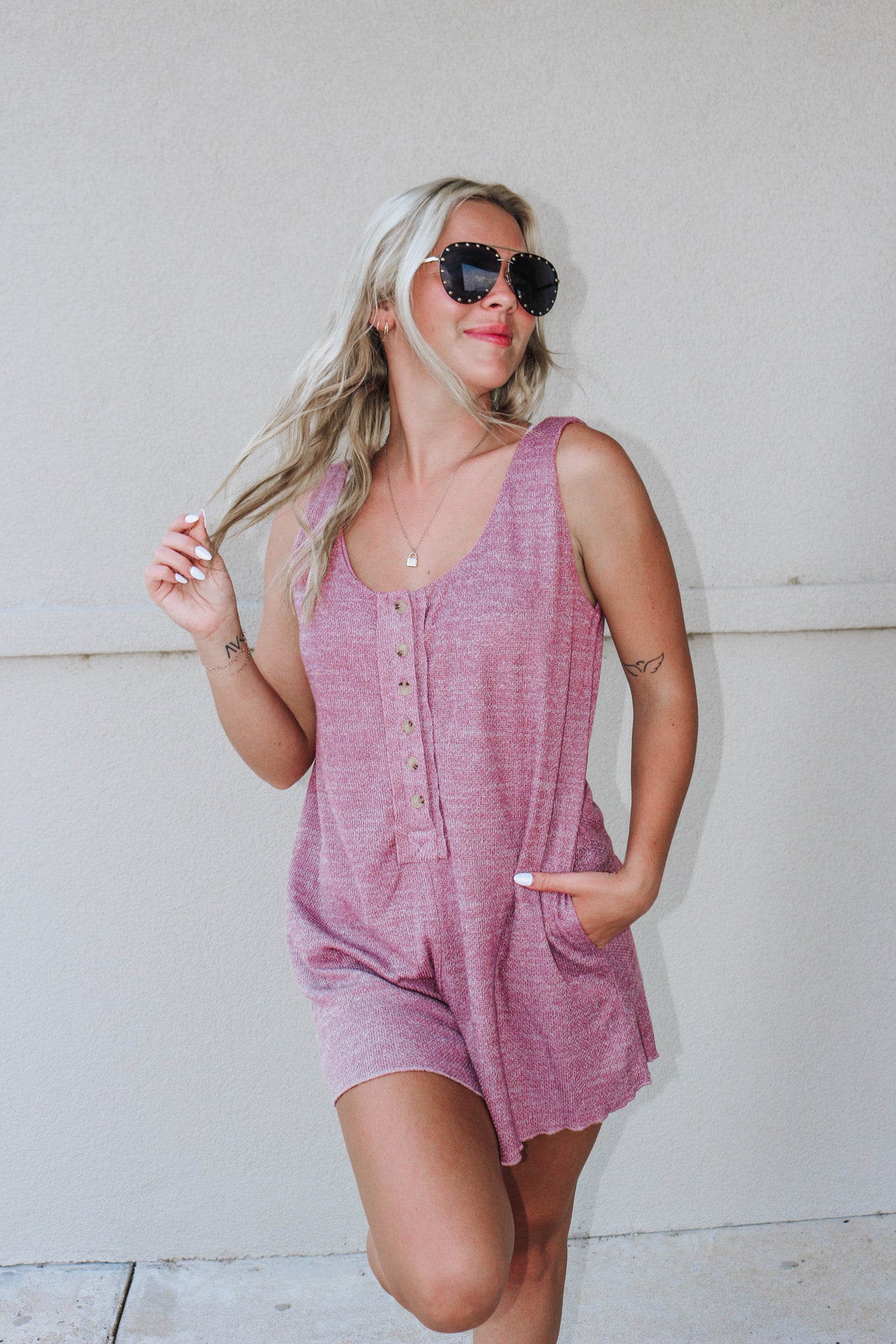 Know Your Worth Mauve Romper