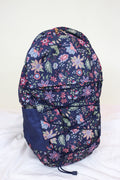 Simply Southern backpacks shown in camo, black, floral, pink cherry print, snake print, and navy floral