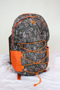 Simply Southern backpacks shown in camo, black, floral, pink cherry print, snake print, and navy floral
