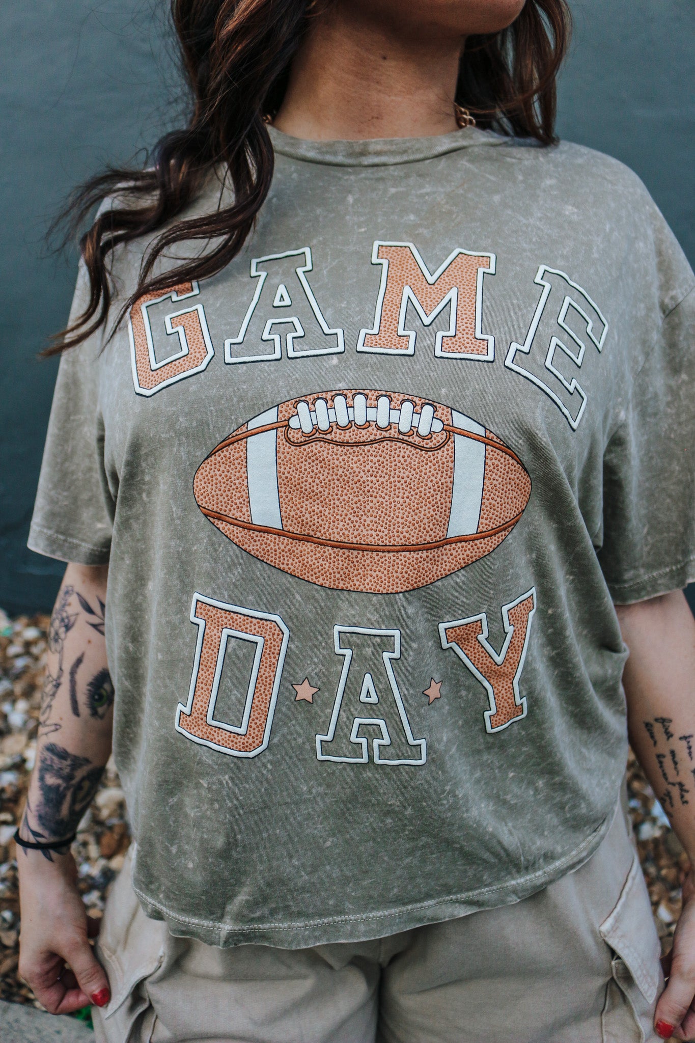 Game Day Football Mocha Crop Tee