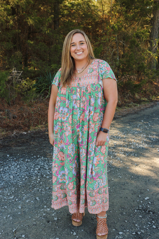 Stay Out Of Trouble Green Floral Jumpsuit