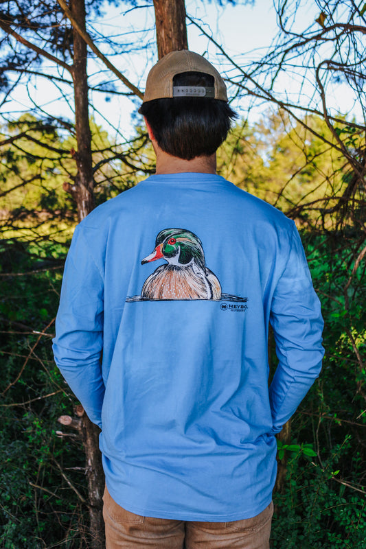 Men's Long Sleeve Squealer Tee- Light Blue