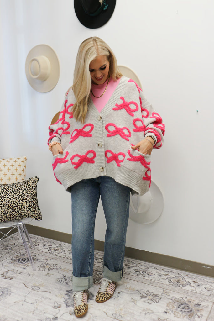 Put A Bow On It Sweater Cardigan -5 Colors