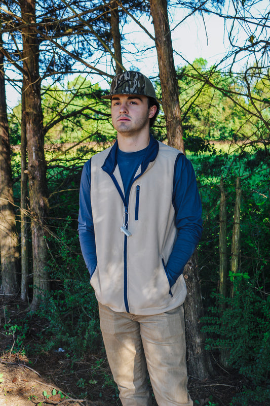 Men's Fleece Zip Up Vest - Oatmeal