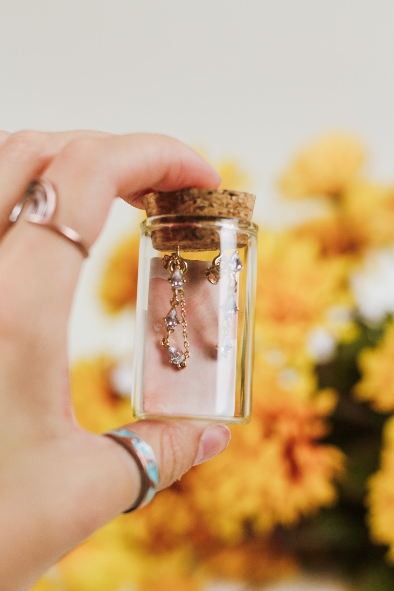 Glass Jar Earrings- Rhinestone