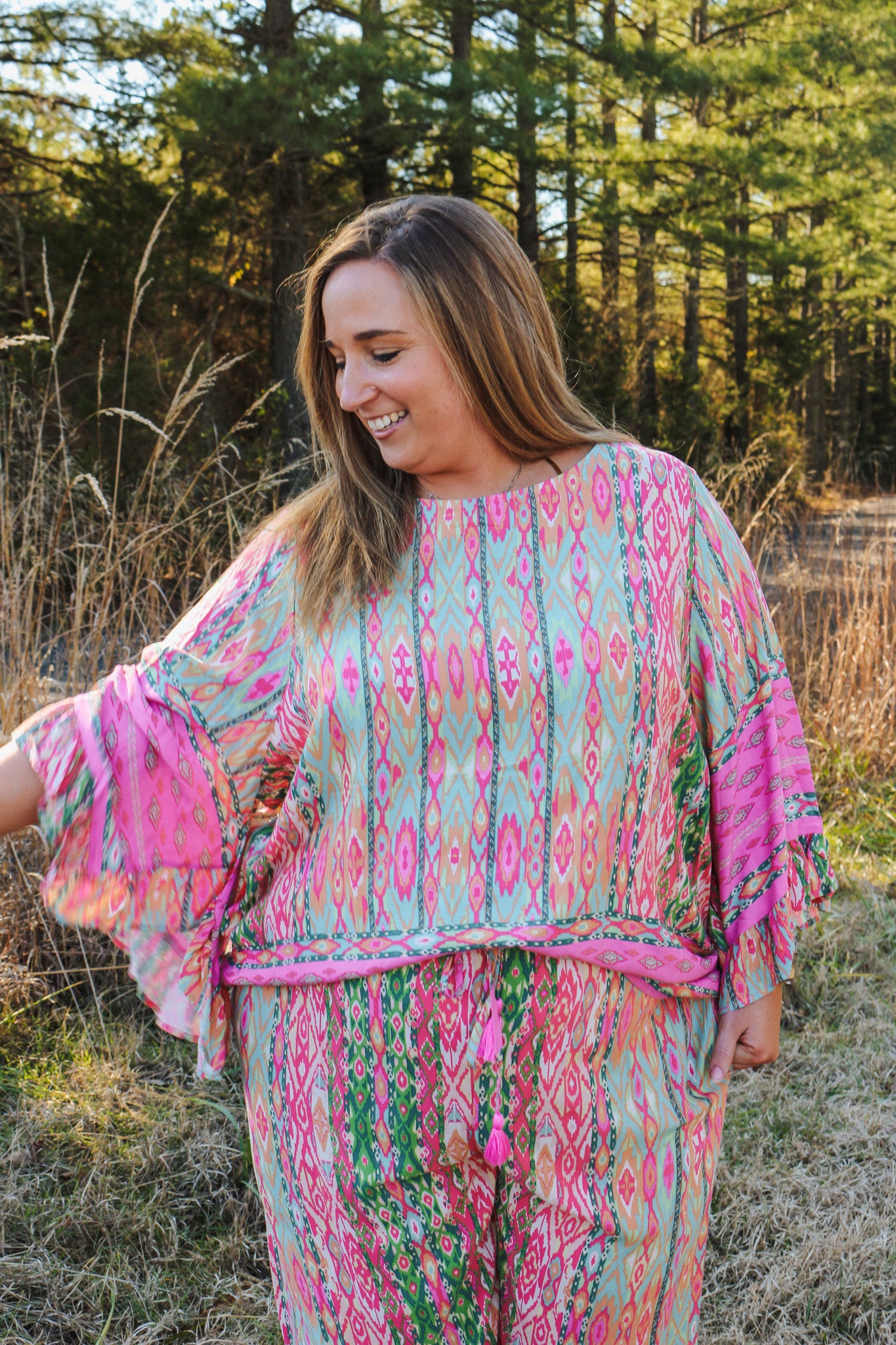 Tropical Destination Pink Pattern Blouse