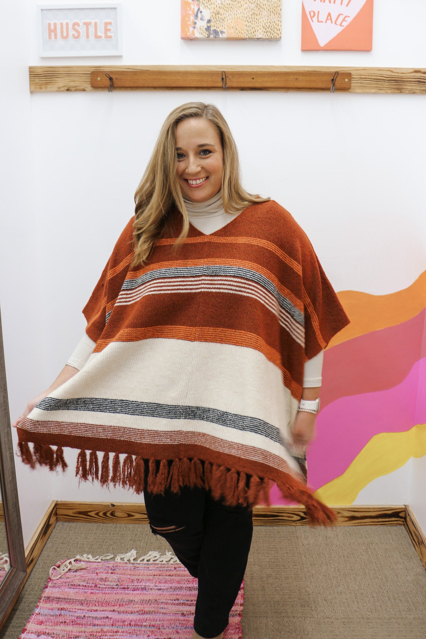 Saw It Coming Rust Poncho Top