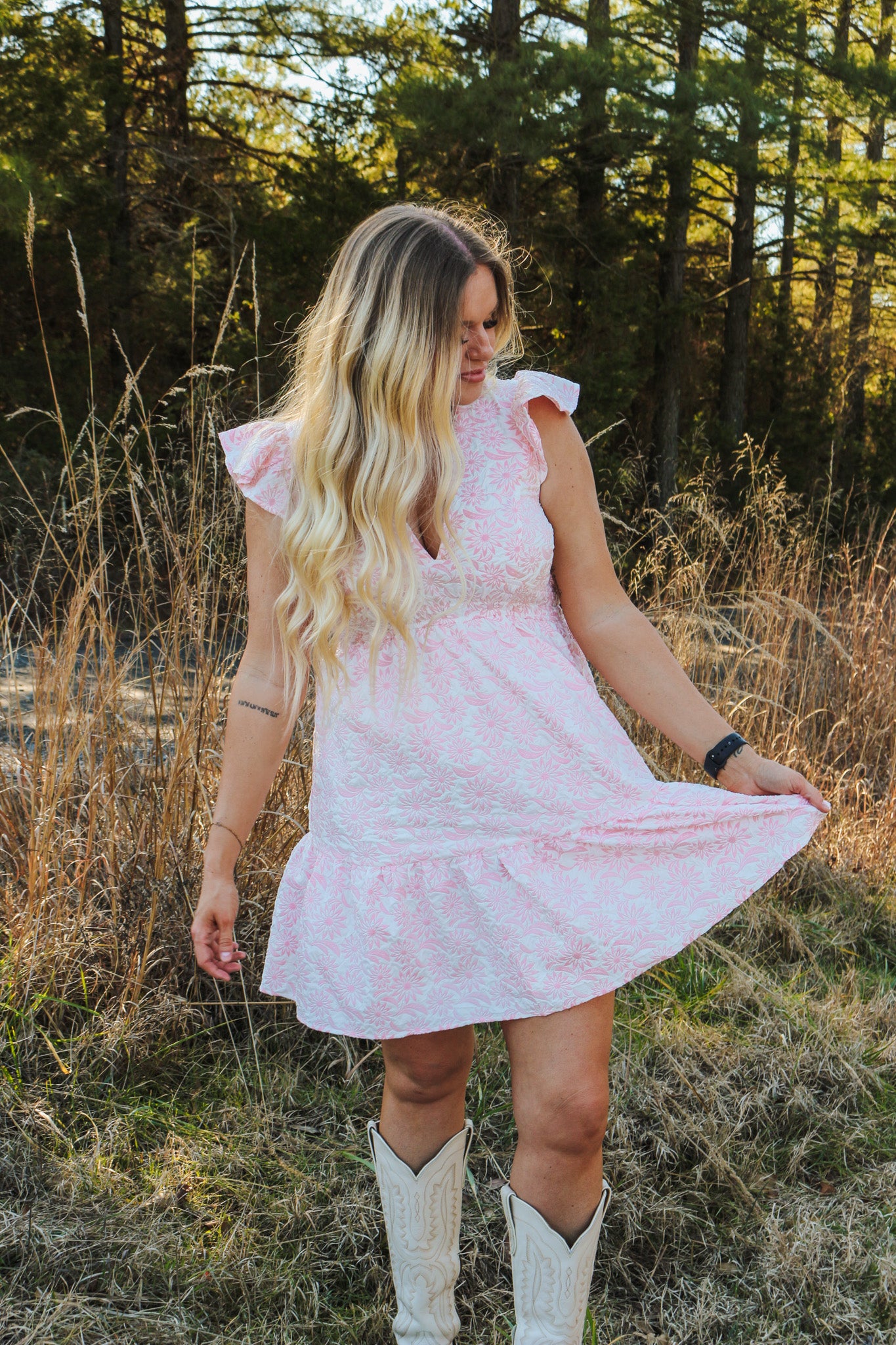 Special Attire Light Pink Floral Dress