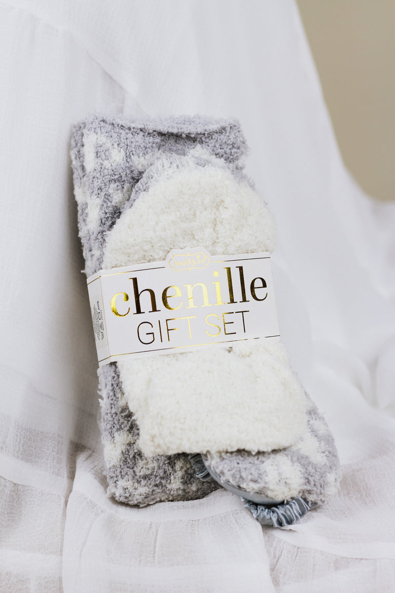 Chenille Grey Leopard Gift Set