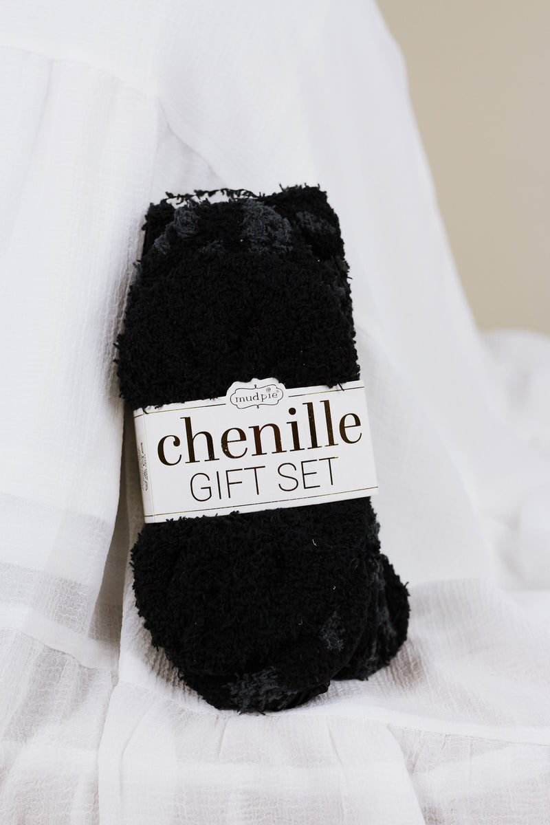 Chenille Black Leopard Gift Set By Mud Pie