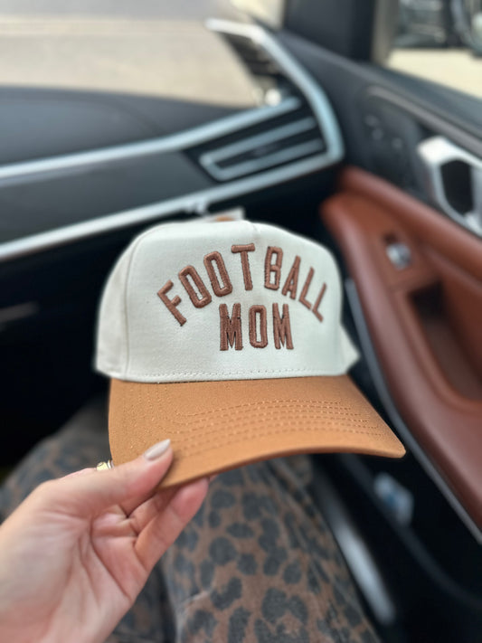 Cream Brown Football Mom Trucker Hat
