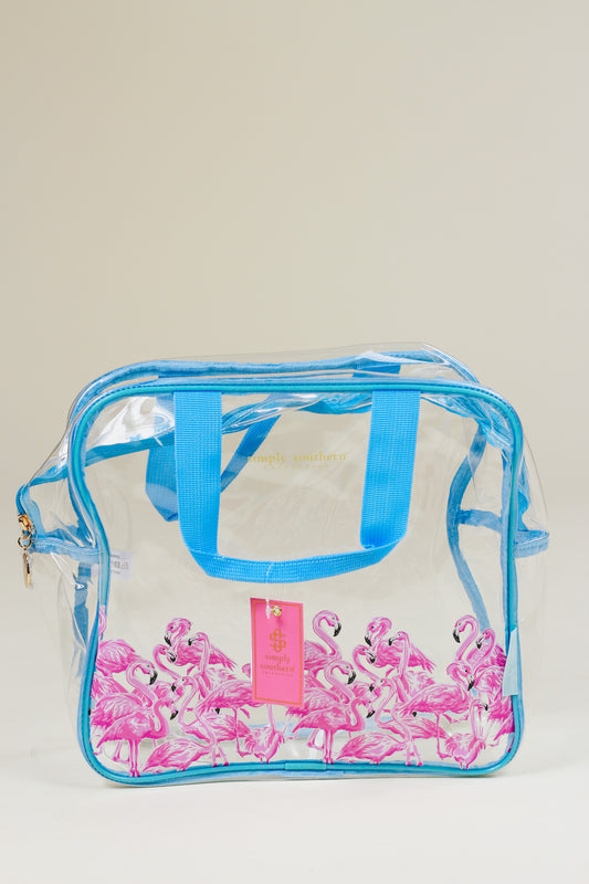Blue Flamingo Clear Lunch Bag