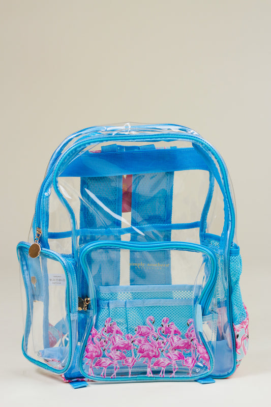 Blue Flamingo Clear Backpack