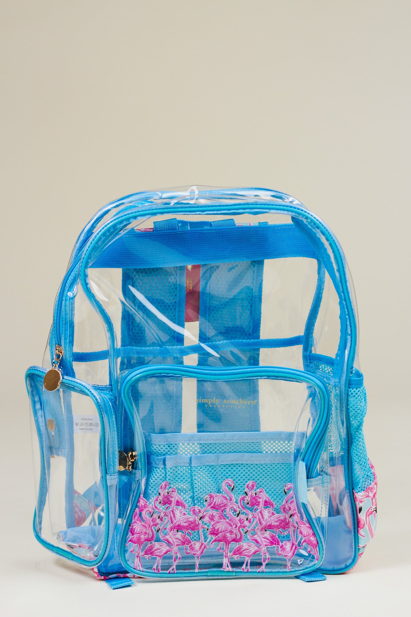 Blue Flamingo Clear Backpack