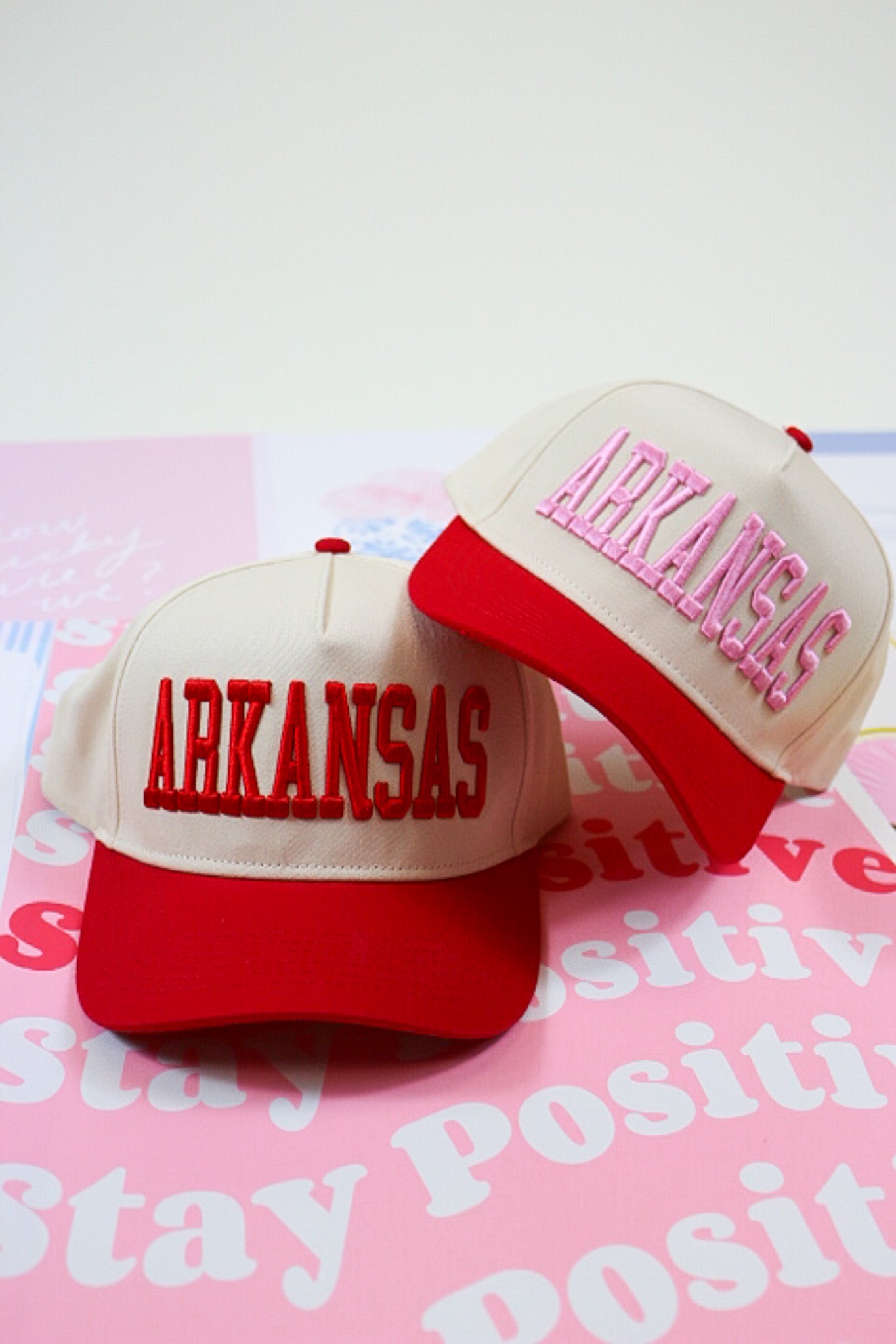Red & Pink Arkansas Trucker Hat