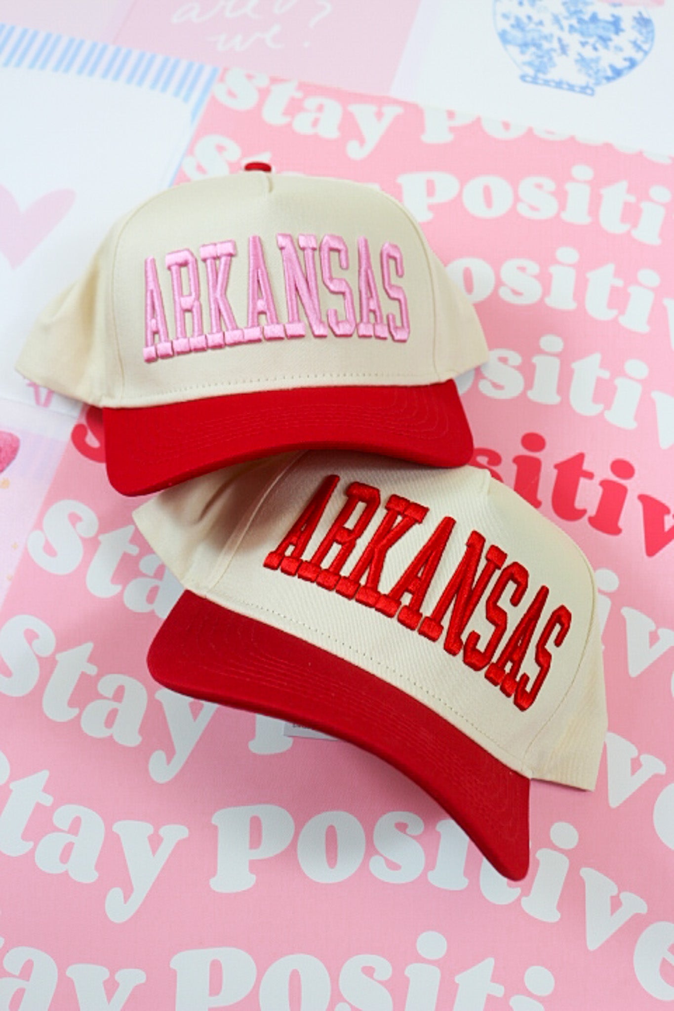 Red & Pink Arkansas Trucker Hat