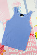 Ribbed full-length tank top, shown in one of several available colors