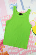Ribbed full-length tank top, shown in one of several available colors